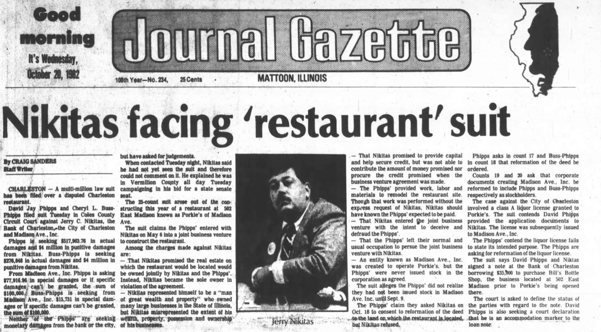 Nikitas facing 'restaurant' suit